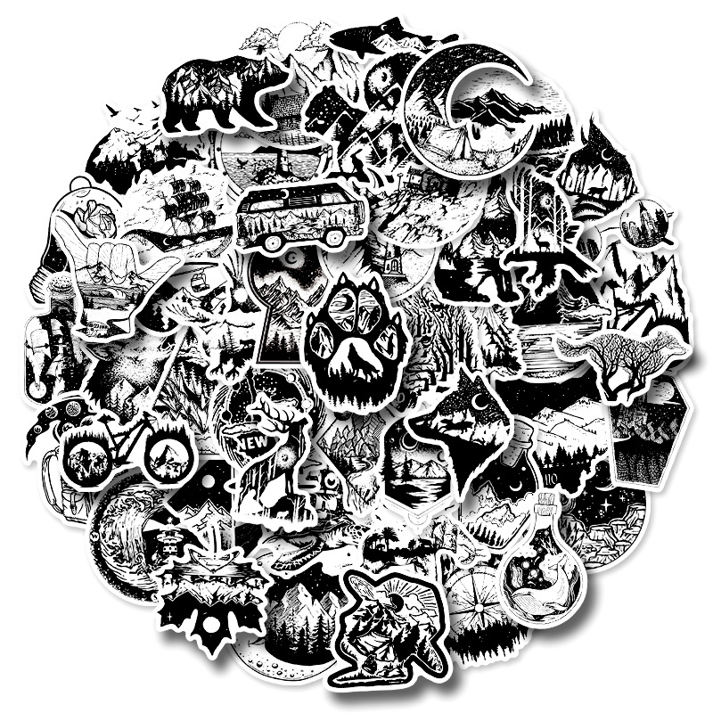 50片酷炫涂鸦贴纸 新款嘻哈迷幻贴纸笔记本手机壳自行车装饰贴画