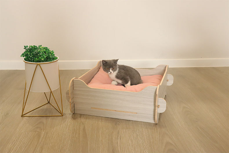 实木多层板方形猫窝正反两用窝垫狗窝猫床四季通用宠物窝工厂货源