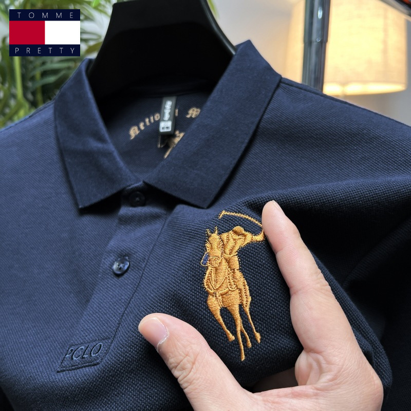 正品保罗男装纯棉polo衫短袖刺绣全棉透气翻领t恤男士休闲上衣潮