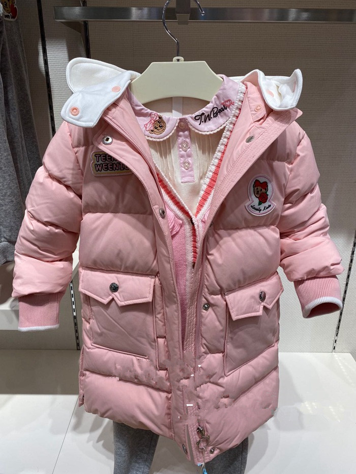 断码特价童装国内专柜外贸尾单女童2色连帽羽绒服tkjd208t61o
