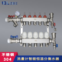 流量计不锈钢分水器智能温控两联供变水温调节阀分集水器系统套装