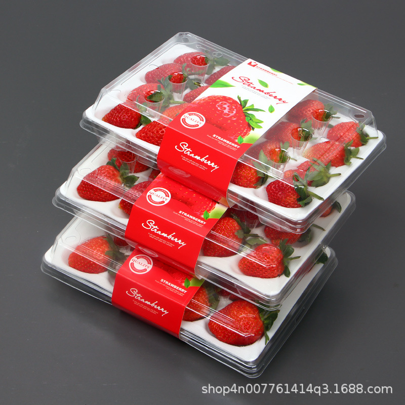 一次性草莓塑料盒pet透明水果包装盒12枚15枚20枚草莓保鲜吸塑盒