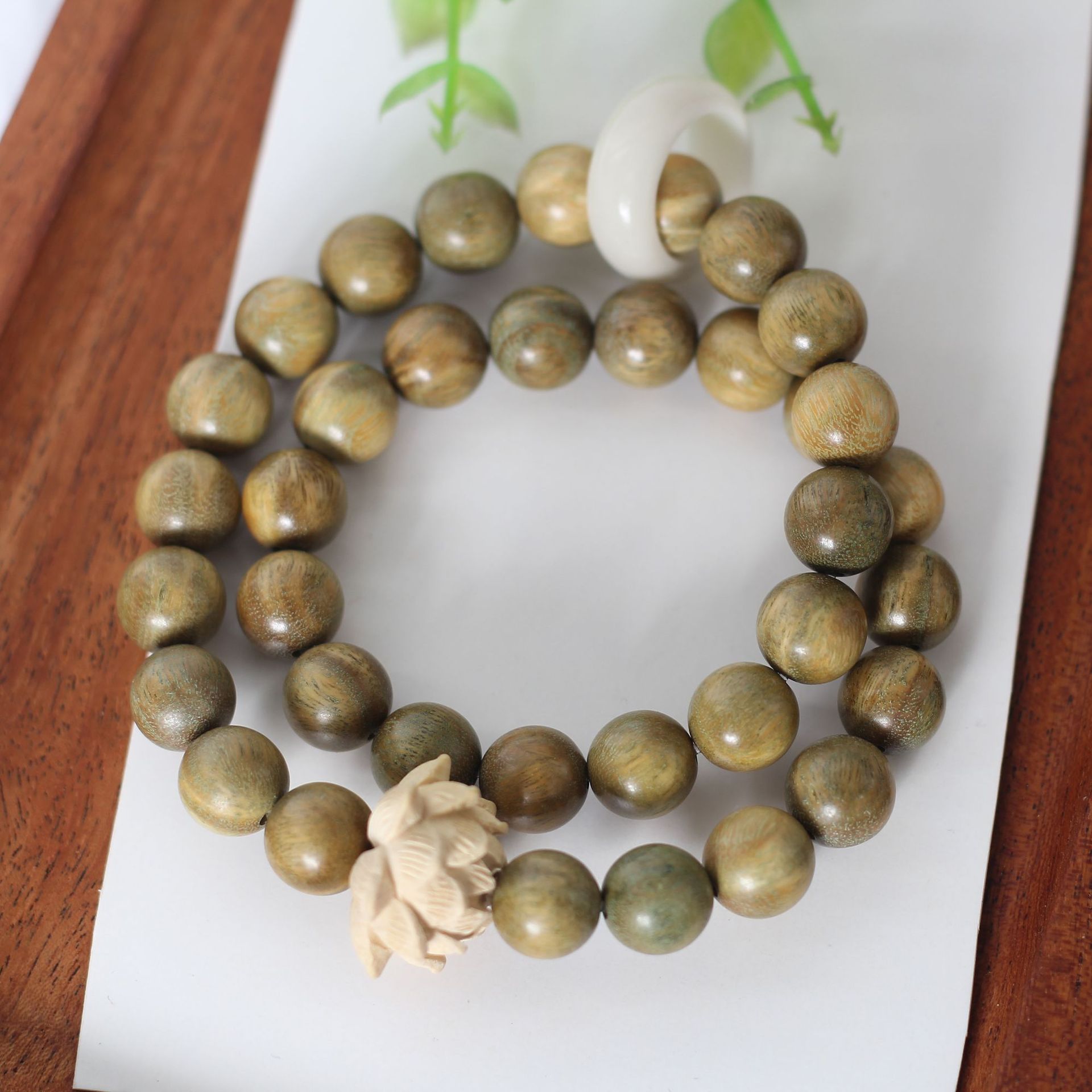 天然老料绿檀木佛珠手串男女款双多圈学生檀香百香籽手链情侣文玩