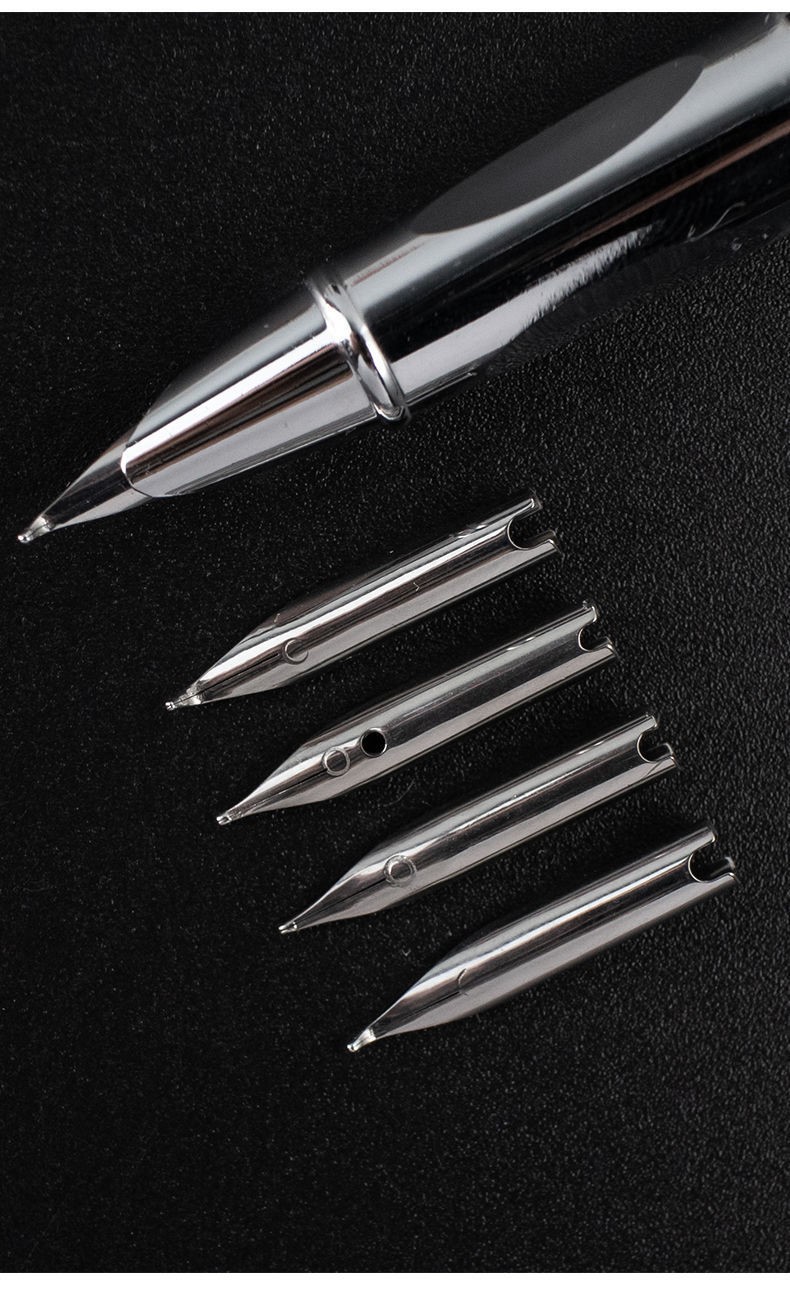 5圆筒弯尖钢笔笔尖批发33 45 55度钢笔配件厂家刻字logo