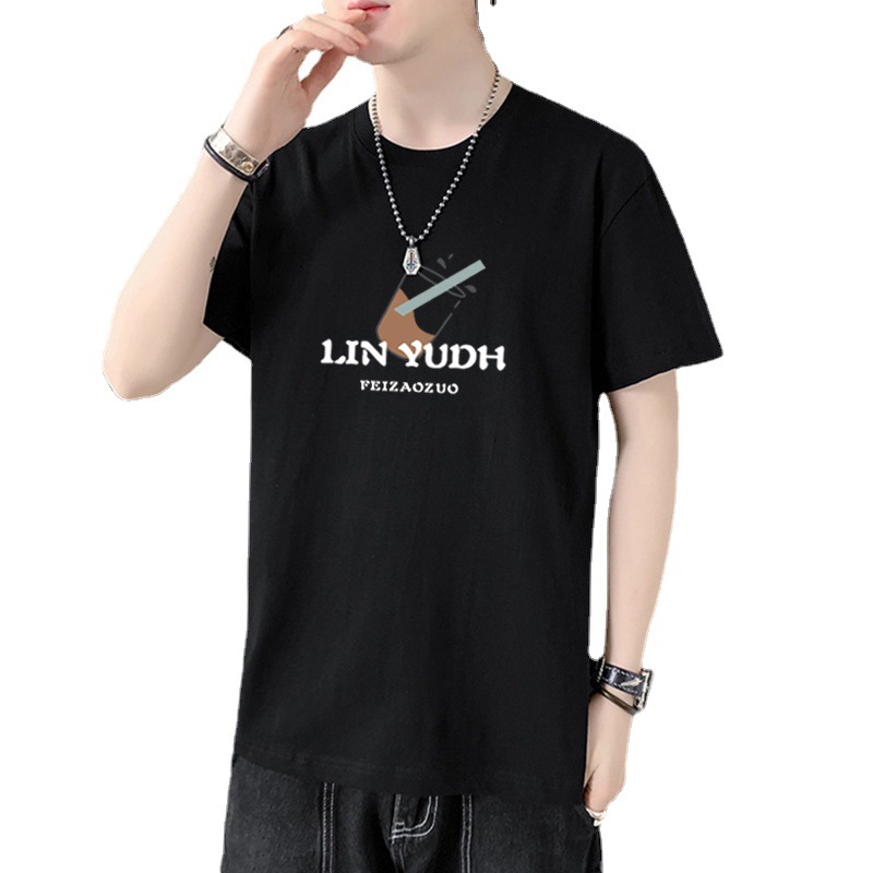 2023 New Summer Men's Short-Sleeved T-shirt Men's Cotton Loose Half-Sleeved T-shirt Summer Top Short T Bottoming Shirt Men