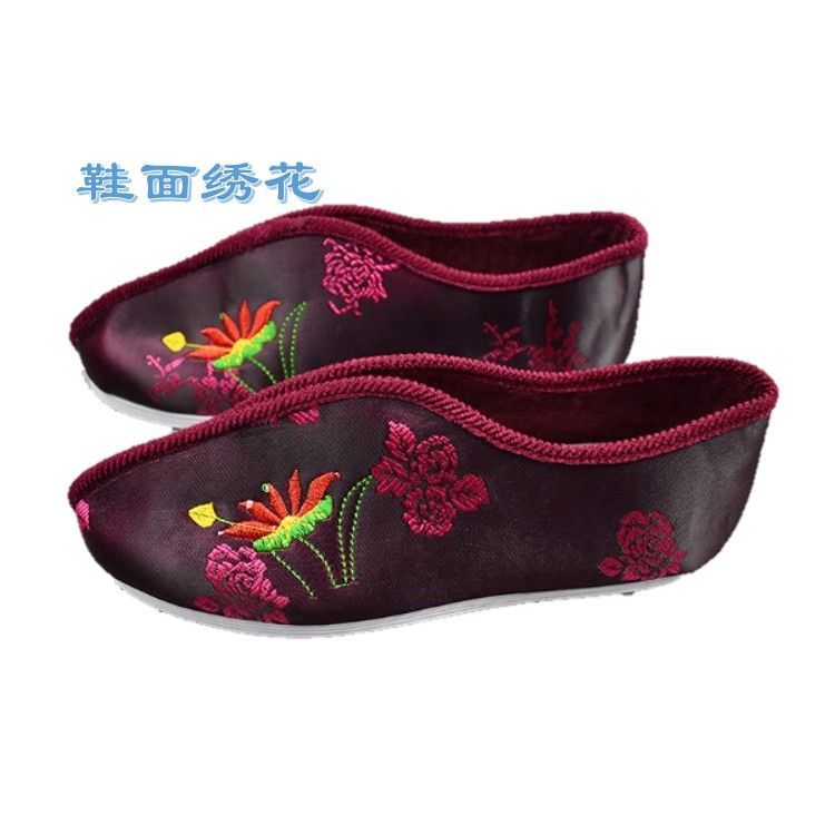 寿鞋女款绣花鞋布鞋寿衣全套配件鞋底莲花天梯白事殡葬品厂家直销