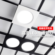 led格栅灯15x15铝网格吊顶双头10*20黑色葡萄架专用方形筒灯射灯