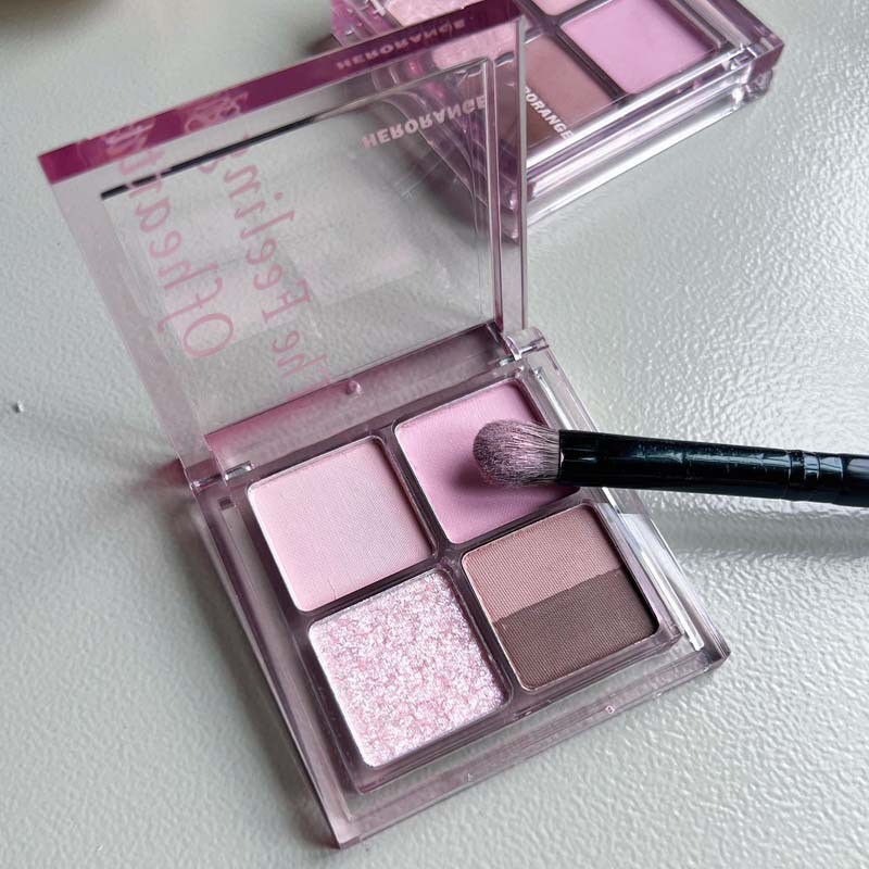 herorange 五色眼影珠光细闪低饱和灰粉紫哑光眼影盘国货彩妆批发