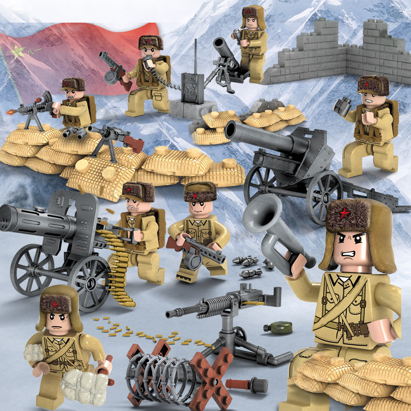 迪龙71019简袋装半岛集结号二战抗美援朝志愿军人仔小颗粒积木玩