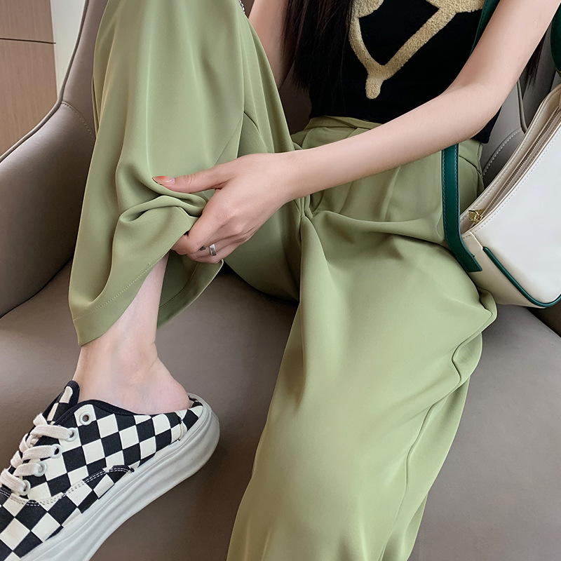 Women's Wide-Leg Pants 2023 Spring and Summer New High Waist Drooping Casual Suit Pants Narrow Mopping Thin Straight Pants Children