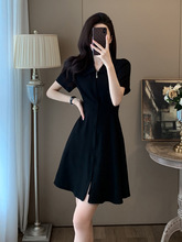 绝美法式小众黑色连衣裙夏季感小个子气质显瘦赫本风小黑裙