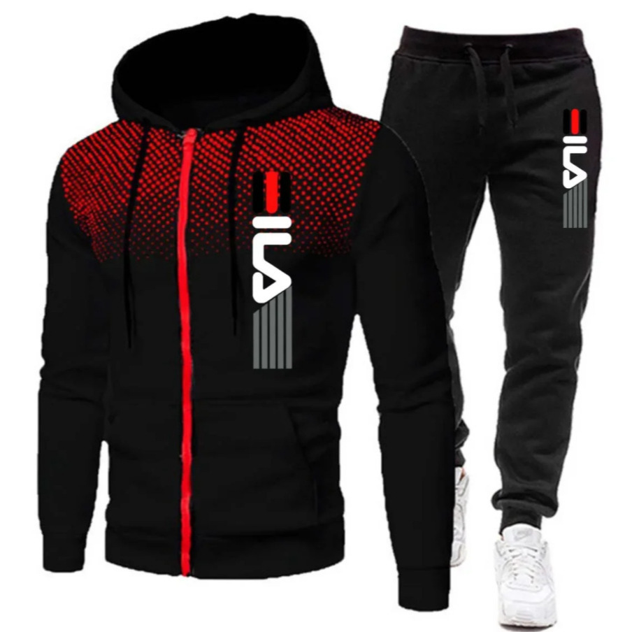 采购产品新时尚男子运动套装卫衣健身健身房服装男子跑步套装运动