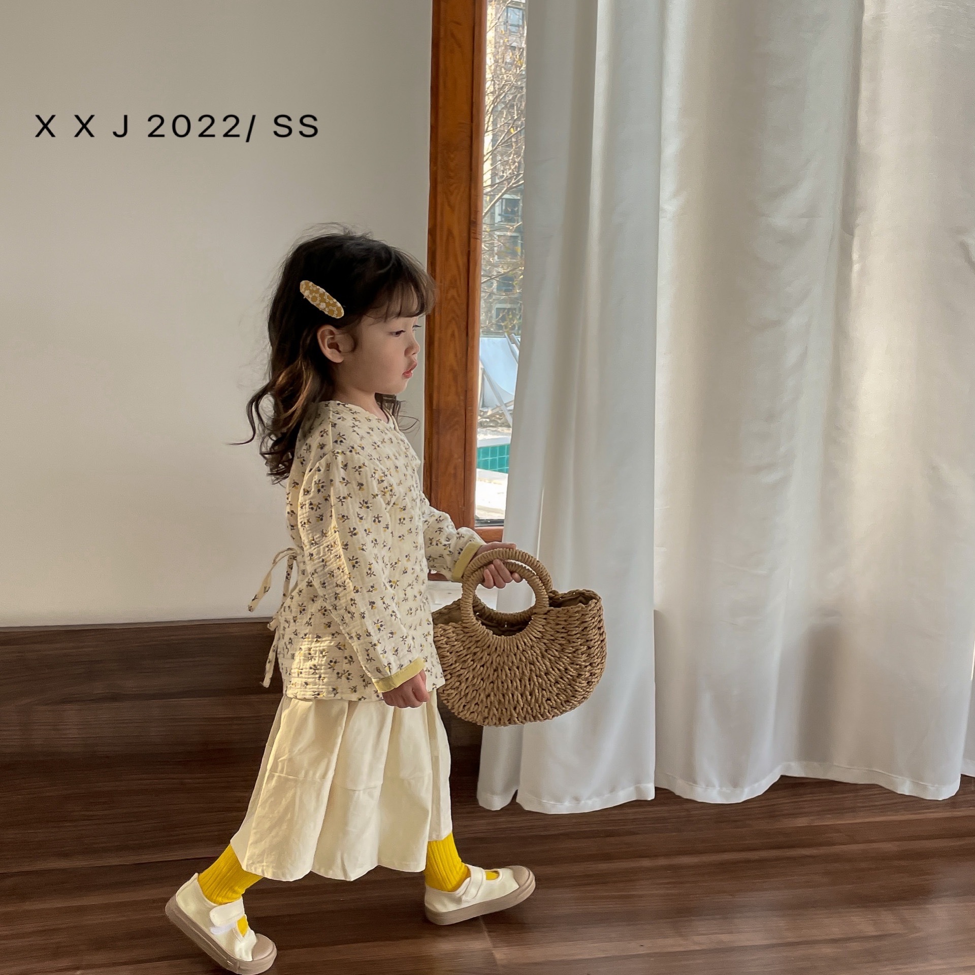 萱萱酱童装2022春款新款中小童女童衬衫森系碎花娃娃衫韩系上衣