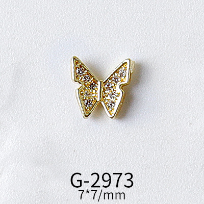 Nail Beauty New Real Gold Butterfly Ornament Double-Section Four-Section Butterfly European and American Exquisite Light Luxury Pearl Butterfly G-2971