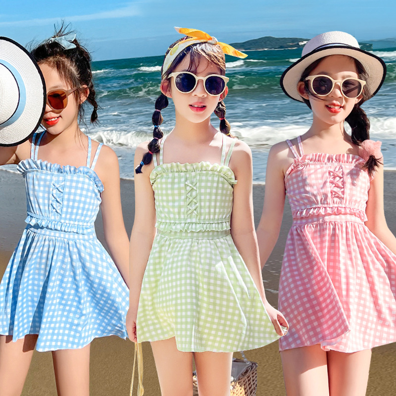 分体游泳衣女童甜美公主裙式两件套度假泳装儿童水上乐园泳衣批发