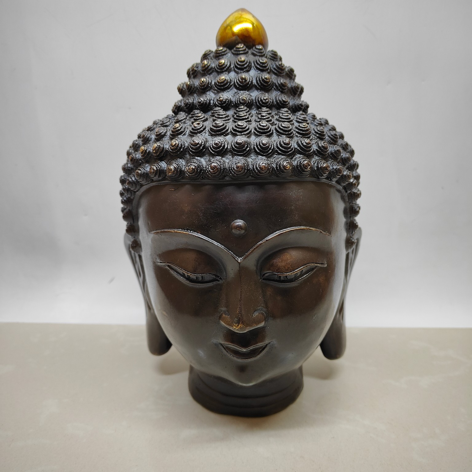 批发做旧黄铜佛像佛头摆设古玩仿紫铜鎏金大佛头供奉摆件工艺品