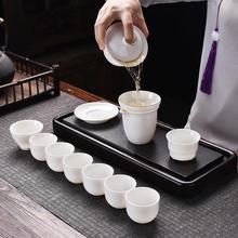 新款功夫茶具套装全套家用羊脂玉瓷高档陶瓷盖碗茶杯主人杯礼盒装