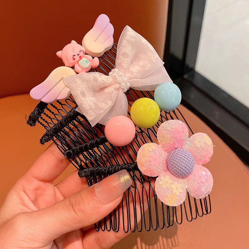 Children‘s Broken Hair Artifact Hair Comb Little Girl Flower Insert Comb Internet Celebrity Girl Bangs Finishing Hairpin Broken Hair Comb Headdress