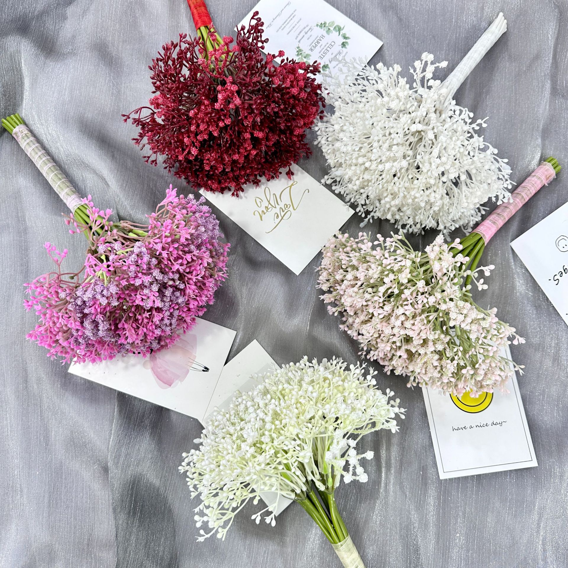12 Fork Hand-String Machine Wear Starry Artificial Flower Wedding Plastic Bouquet Wedding Ceiling Decoration Fake Flower
