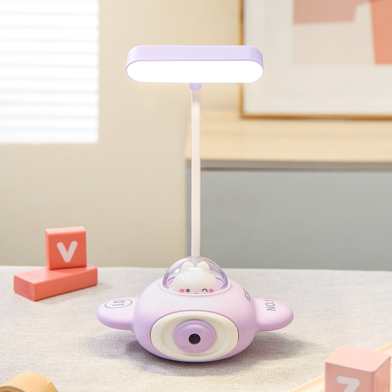 Cute Little Plane Table Lamp Student Eye-Protection Lamp Learning Reading Light Children Charging Small Night Lamp Office Decoration