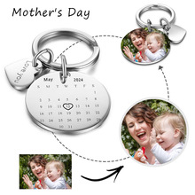 亚马逊爆款母亲节礼物diy不锈钢钥匙扣自定义彩色照片挂牌礼盒装