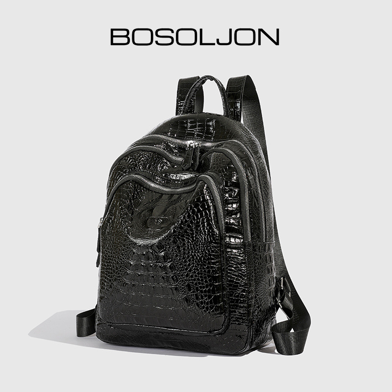鳄鱼纹双肩包女大容量高级感跨境新款女士背包时尚休闲旅行通勤包
