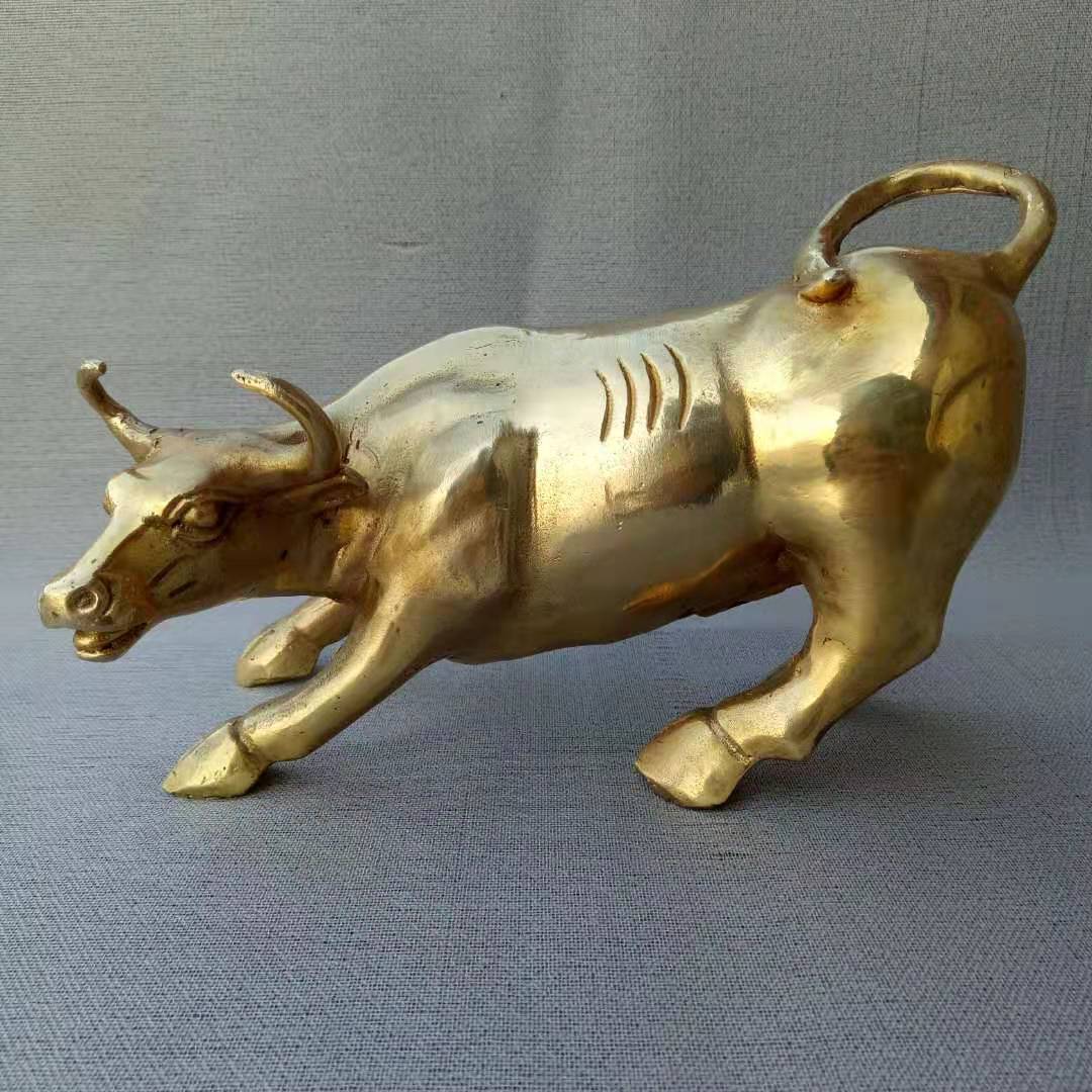 铜器家居办公工艺品黄铜牛摆件牛气冲天生肖牛铜牛金牛摆件批发