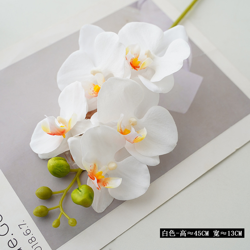 High-End Moist Feeling 5 Phalaenopsis Artificial Flower Domestic Ornaments Wedding Arrangement Flower Arrangement and Fake Flower Wholesale