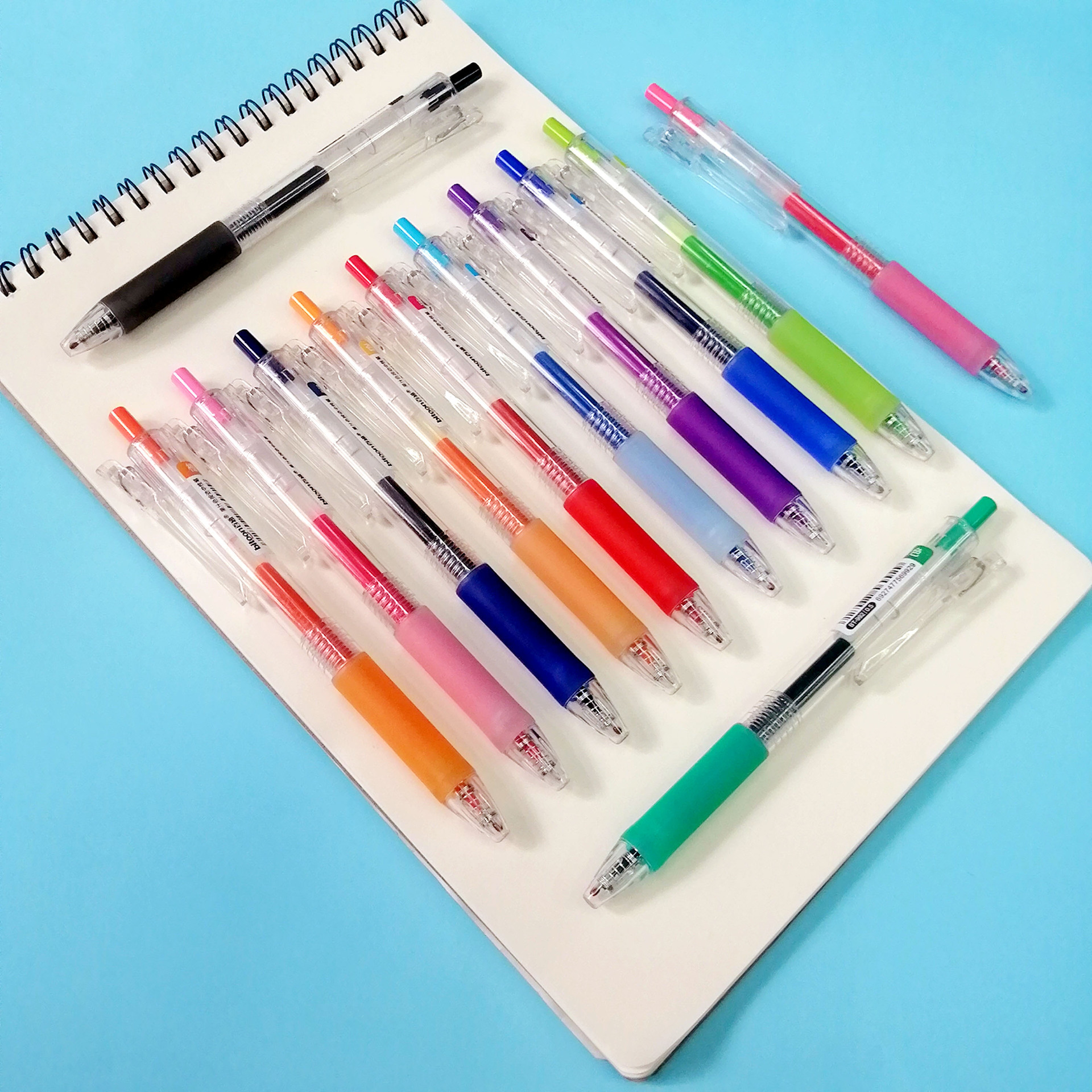 百通12色按压缤纷果汁笔学生笔记中性笔0.5mm按动式手帐彩色水笔