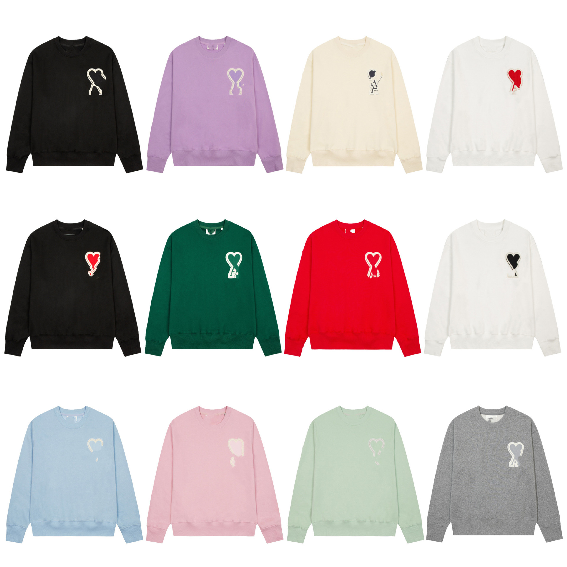 2022秋季新款乔晶晶同款爱心圆领刺绣心a字母卫衣男女情侣宽松版