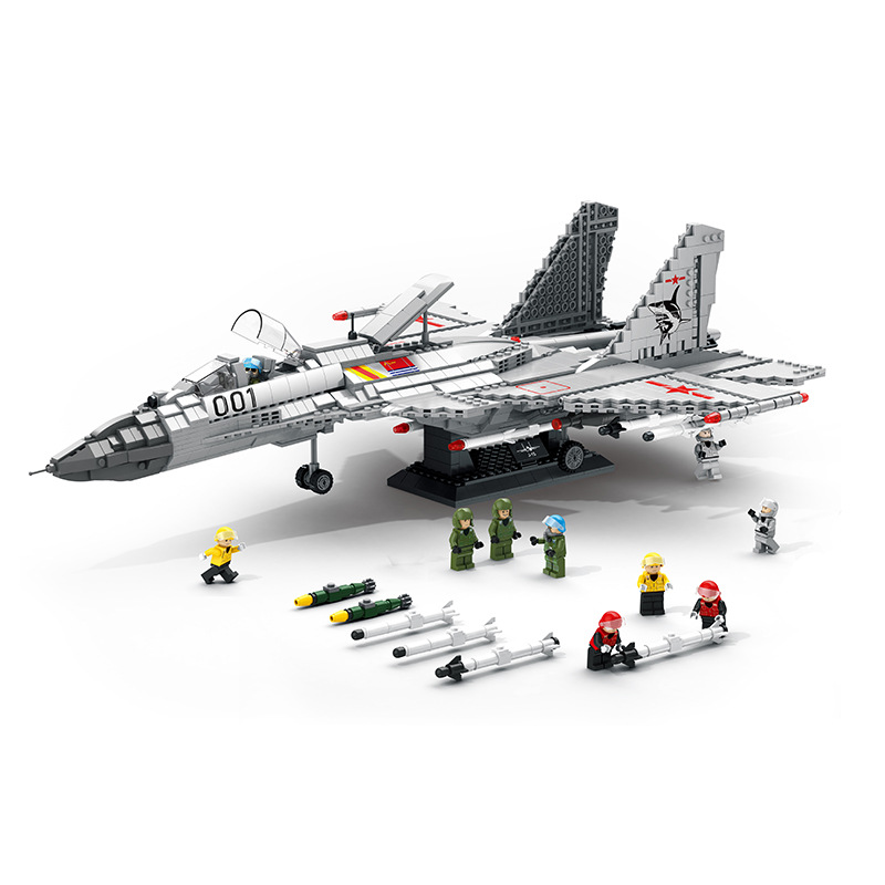 楽高积木歼15战斗飞机模型高难度巨大型儿童拼装男孩子益智力玩具