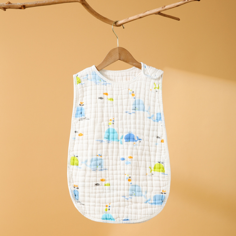Baby Sleeping Bag Pure Cotton Gauze Baby Vest Air Conditioning Pajamas Newborn Child Stomach Protection Anti-Kicking Blanket Summer Thin