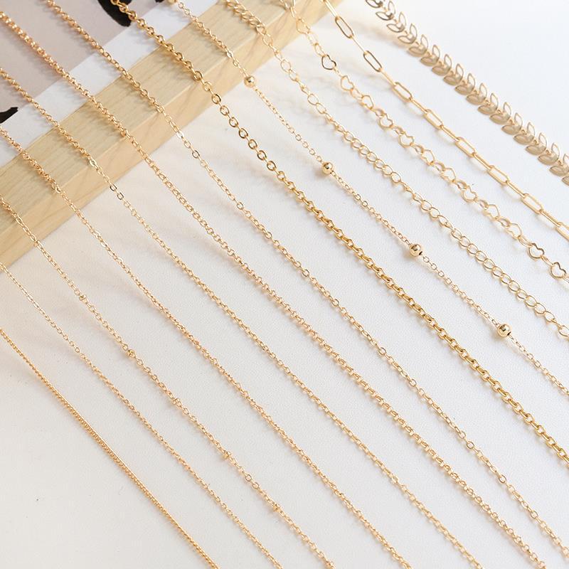 Real Gold Plating Strong Color Retaining Ring O Loose Chain DIY Handmade Ornament Hand Necklace Accessories Adjustable Extension Chain Pearl Chain