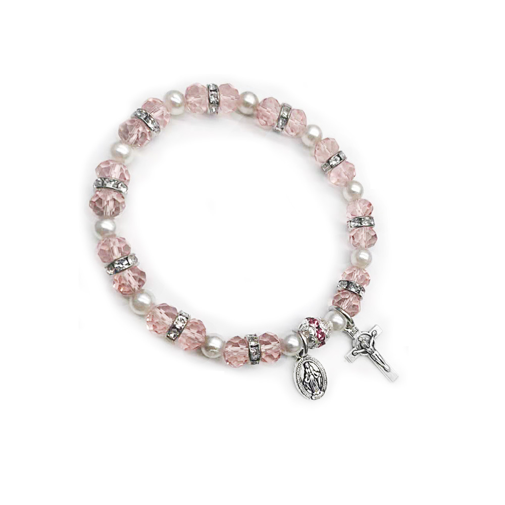 Foreign Trade E-Commerce Supply Religious Ornament Crystal Bracelet Cross Bracelet Elastic String Crystal Beads Bracelet