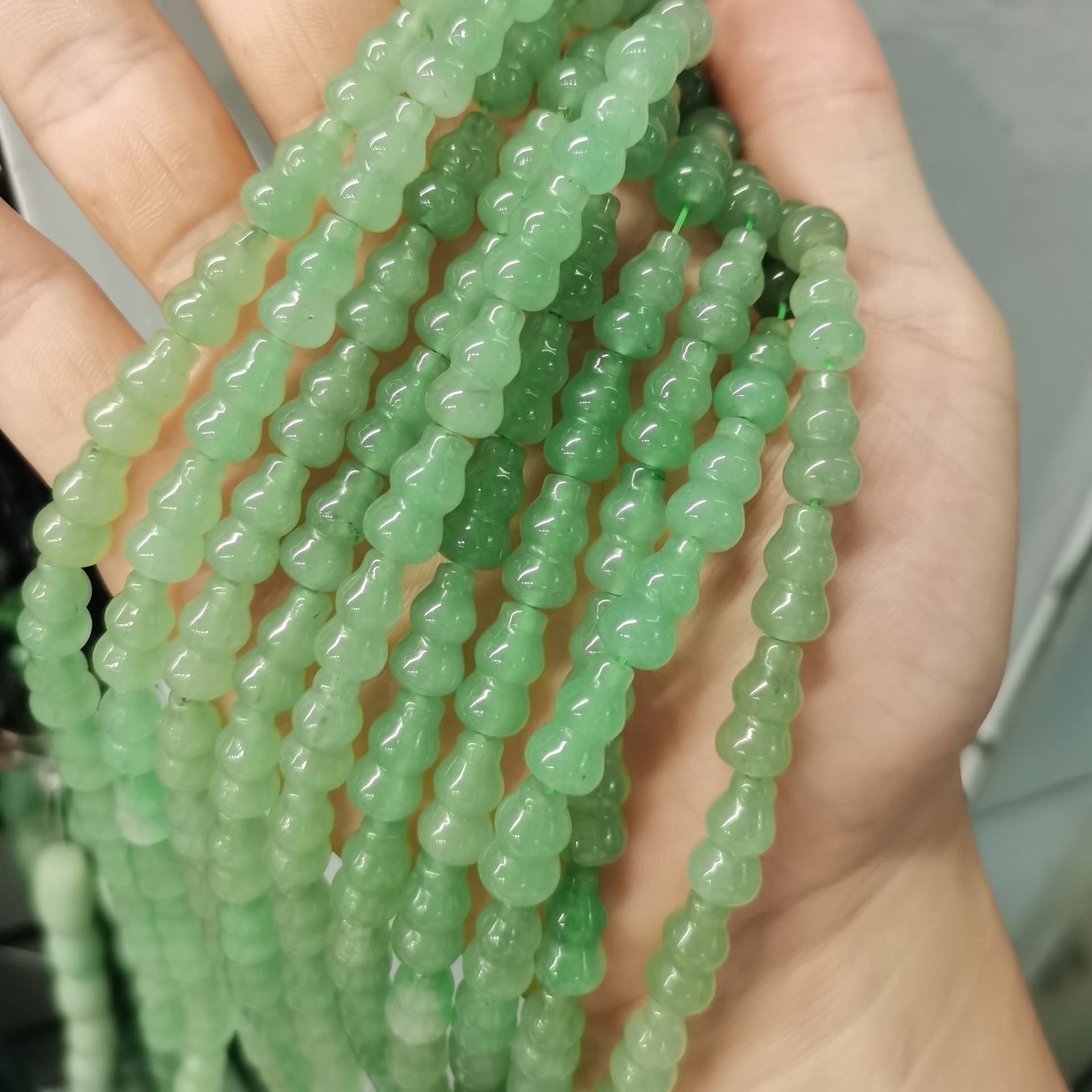 天然东陵玉石葫芦散珠隔珠手链项链耳环diy手工串珠吊坠发簪材料