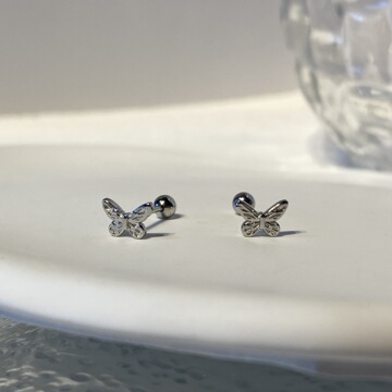 超仙蝴蝶耳钉女简约ins冷淡风小巧迷你百搭耳环螺丝小圆球耳骨钉