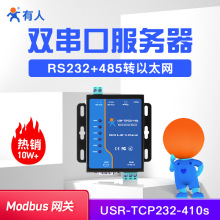 双串口联网服务器工业ModbusTCP/RTU互转RS232/485转以太网 410s