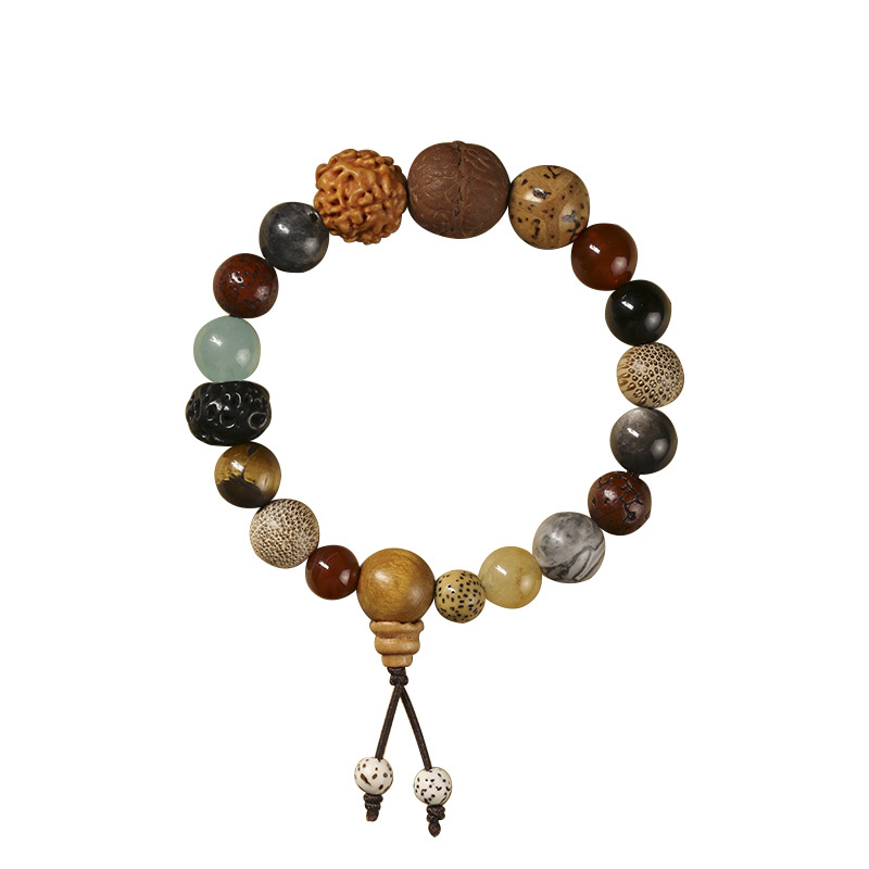 Spot Goods Lingyin 18 Seeds Bodhi Seed Bracelet Men and Women Rosary Xingyue Rudraksha Agate Duobao 18 Seeds Bracelet