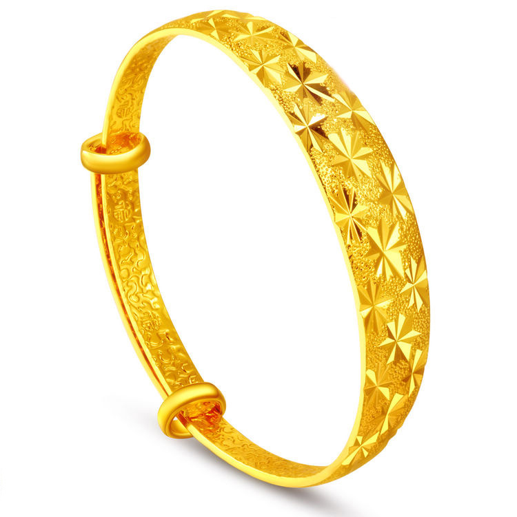 镀金满天星手镯18k女士金手镯车花满天星推理手镯9mm女士礼品批发
