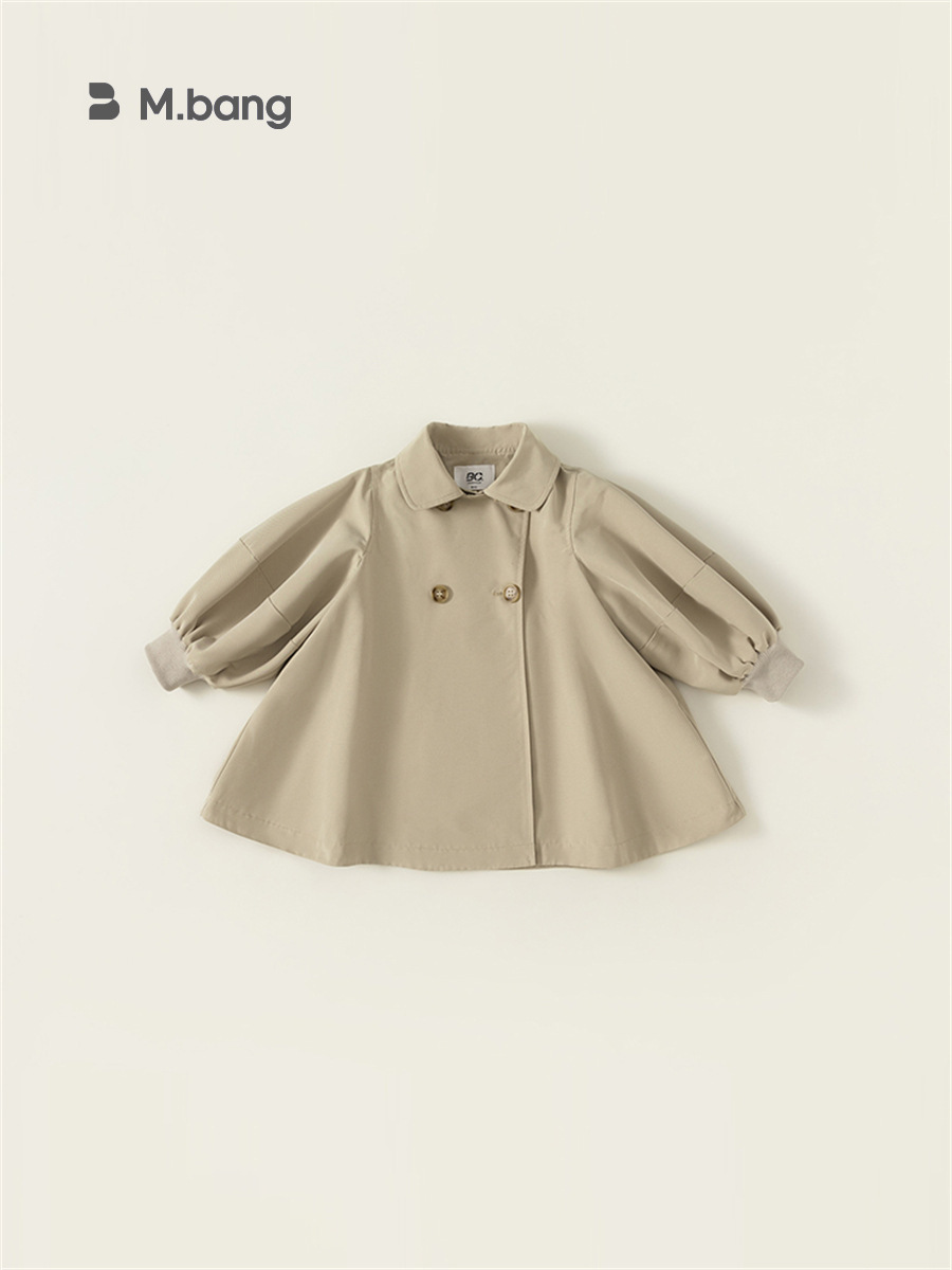 babycity春秋新品儿童外套韩版童装外穿女童灯笼袖风衣潮qy23022