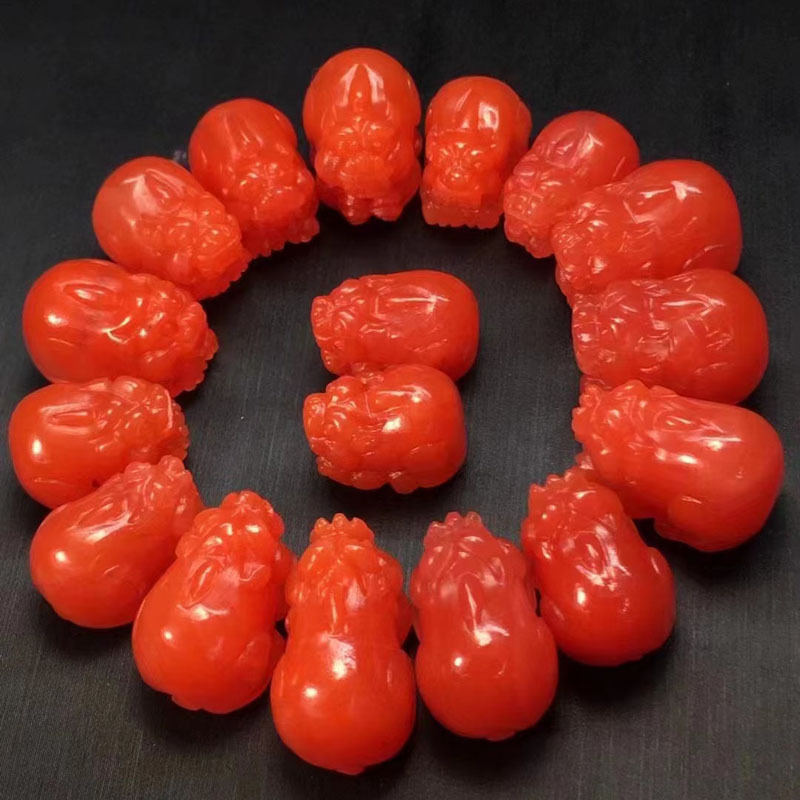 South Red Buddha Head Maitreya South Red Small Buddha Head Baoshan South Red Agate Beads Rough Stone Bracelet Accessories Full of Meat Yunnan Baoshan