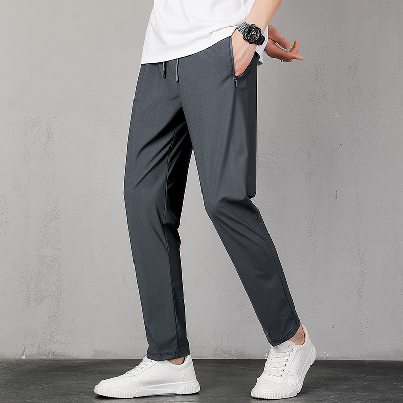 Ice Silk Leggings Men's Summer New Pants Men's Stretch Casual Trousers plus-Sized plus Size Loose Track Pants Men's Casual Pants