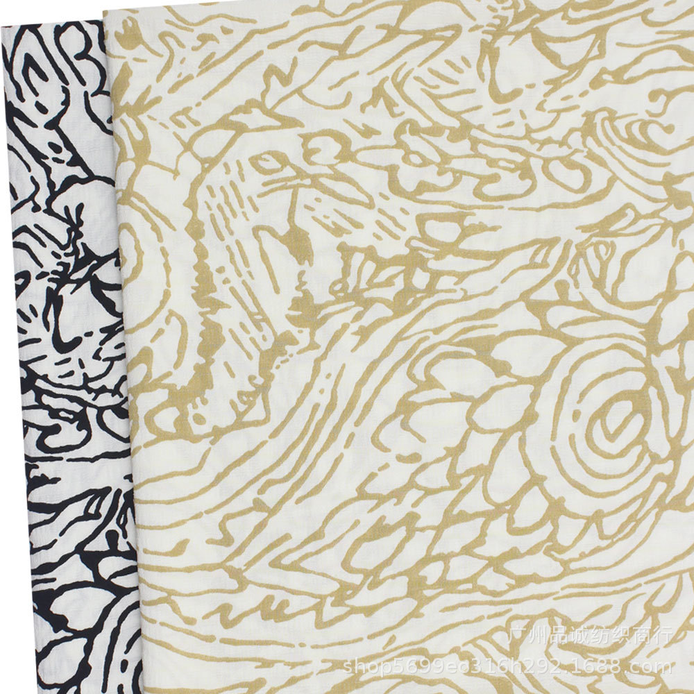 新款提花泡泡条印花布 简约线条印花 女衬衫半身裙童装防蚊裤面料