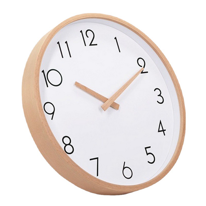 E-Commerce Cross-Border Hot Solid Wood Mute Scanning Simple Design Artistic Clock Nordic Wooden Clock Wooden Wall Clock