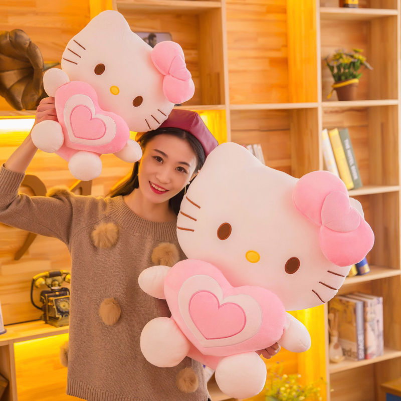 毛绒玩具女孩睡觉抱枕超萌爱心kt猫粉色猫咪公仔礼物女生生日玩偶