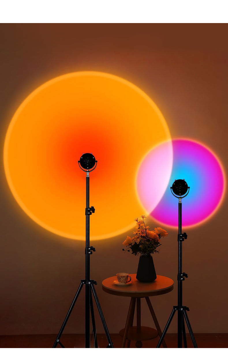 落日灯网红拍照日落灯夕阳灯日不落地台灯宿舍卧室艺术氛围投影灯-阿