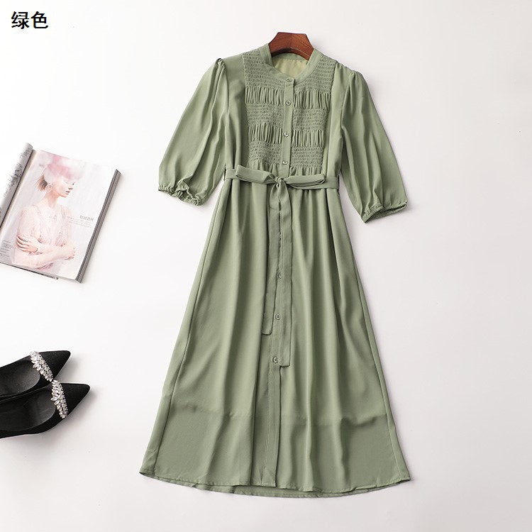 241677 夏连衣裙 铭薇高端女加长款五分袖立领-阿里巴巴