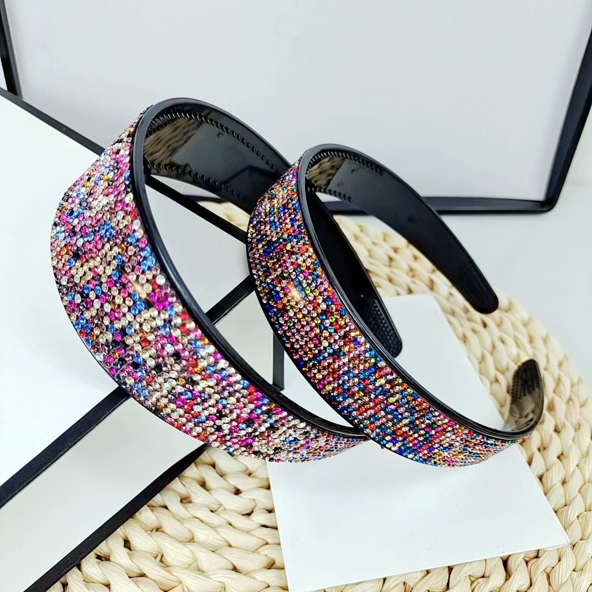 2024新款韩国彩色水钻高级感发箍大小姐时尚百搭轻奢发捆发饰夏季