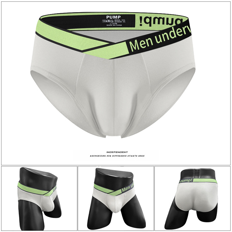 Pump New Men's Underwear Large V Belt Sexy Briefs Laser Gradient Youth Comfortable U Convex Low Waist Panties