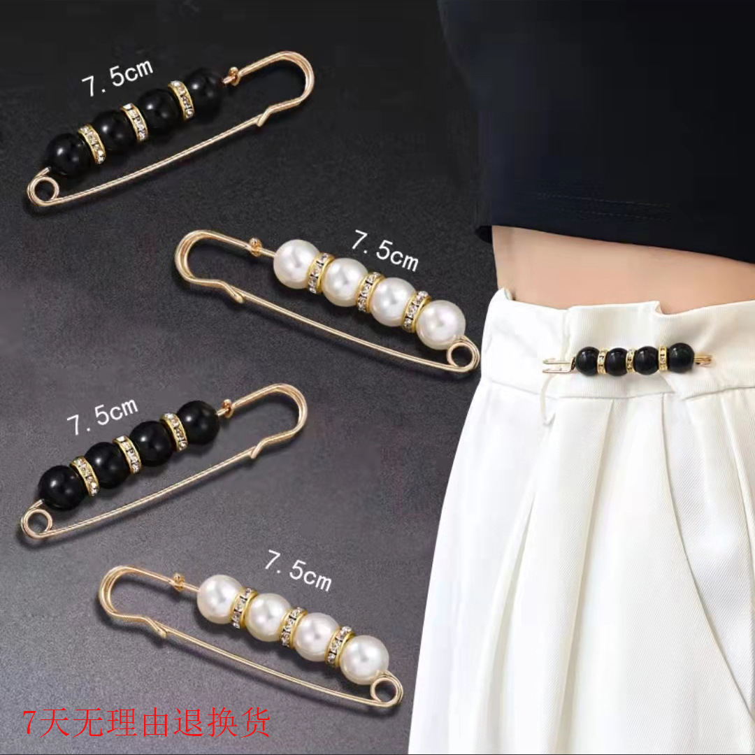 Pants Waist-Tight Artifact Waist-Tight Pin Fixed Clothes Sweater Brooch Women's Accessories Pearl Anti-Emptied Safety Pin Wholesale